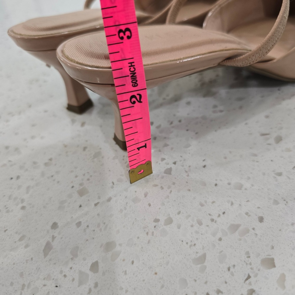 Anne Klein iFlex Nude Patent Pointed Toe Kitten Heel Mules Womens Size 8.5 - Picture 8 of 11